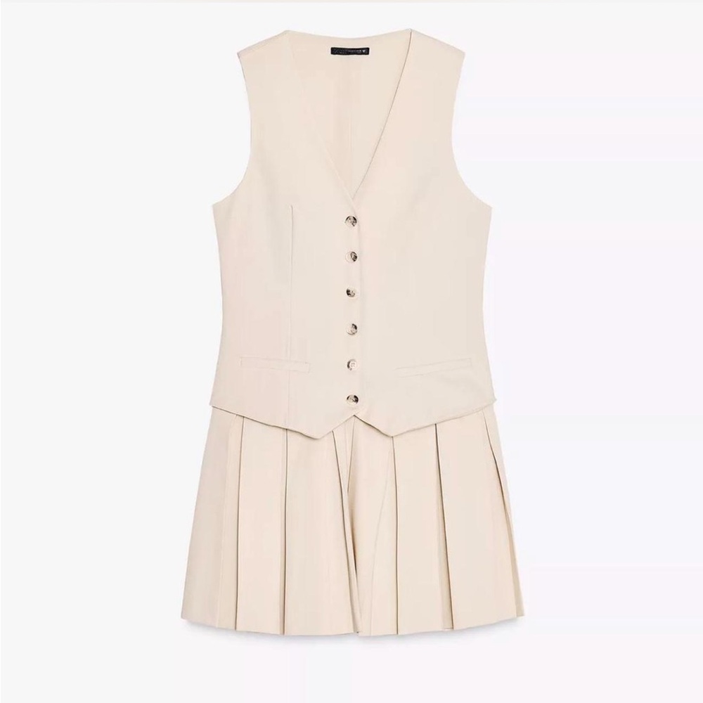 Zara Box Pleat Vest Dress XL